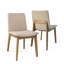 Ensemble de deux chaises d'appoint à dossier ouvert en tissu blanc et brun