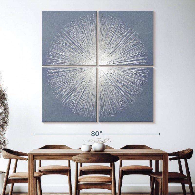 Avery argenté sur fond gris I, H 74 po x l 74 po