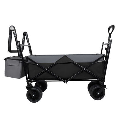 Chariot pliable robuste avec auvent et poignée-poussoir - Chariot tout-terrain pliable d'une capacité de 480 lb pour le camping, la plage et le jardin