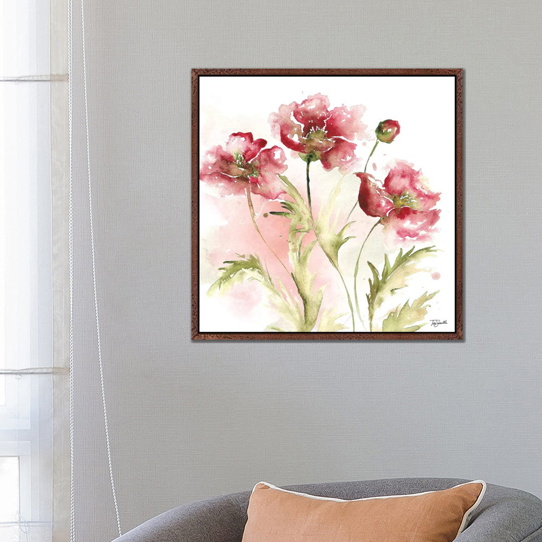 Blush Watercolour Poppy III - Painting on Canvas