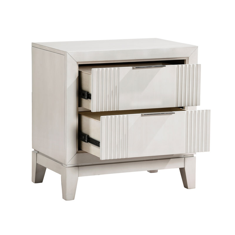 Table de chevet 2 au look moderne, blanc antique, avec table de chevet blanche pour chambre à coucher, rangement essentiel et pratique