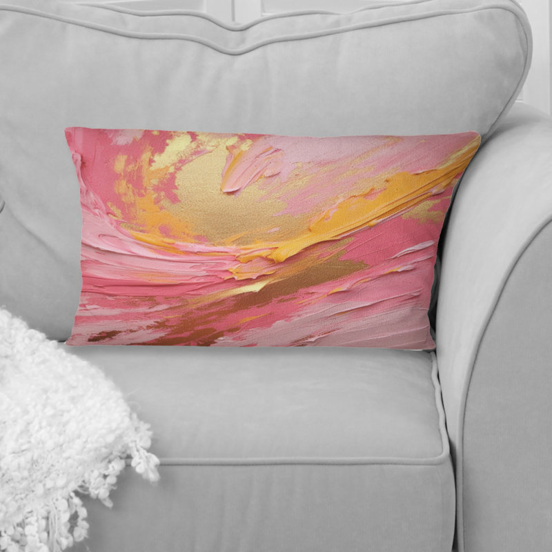 Coussin décoratif imprimé rose et or rose II