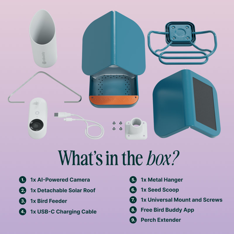 Birdbuddy Pro Solar Smart Bird Feeder With Camera & Perch Extender