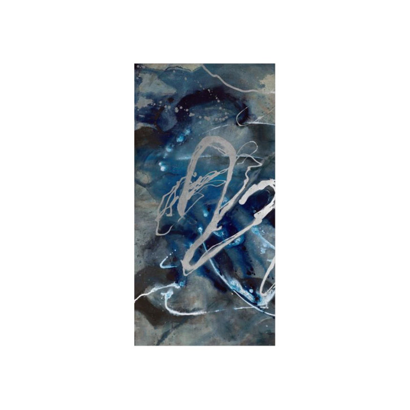 «Blue Fin I» par Sara Brown - Peinture, H 60 po x l 30 po, Couche de verre