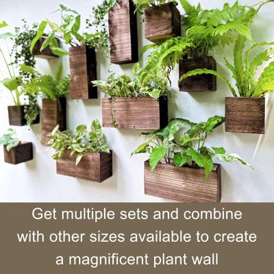 Wood Planter Box For Plants (4 Pack) Wooden Hanging Wall Planters For Indoor Plant Holder Vase For Dried Flowers