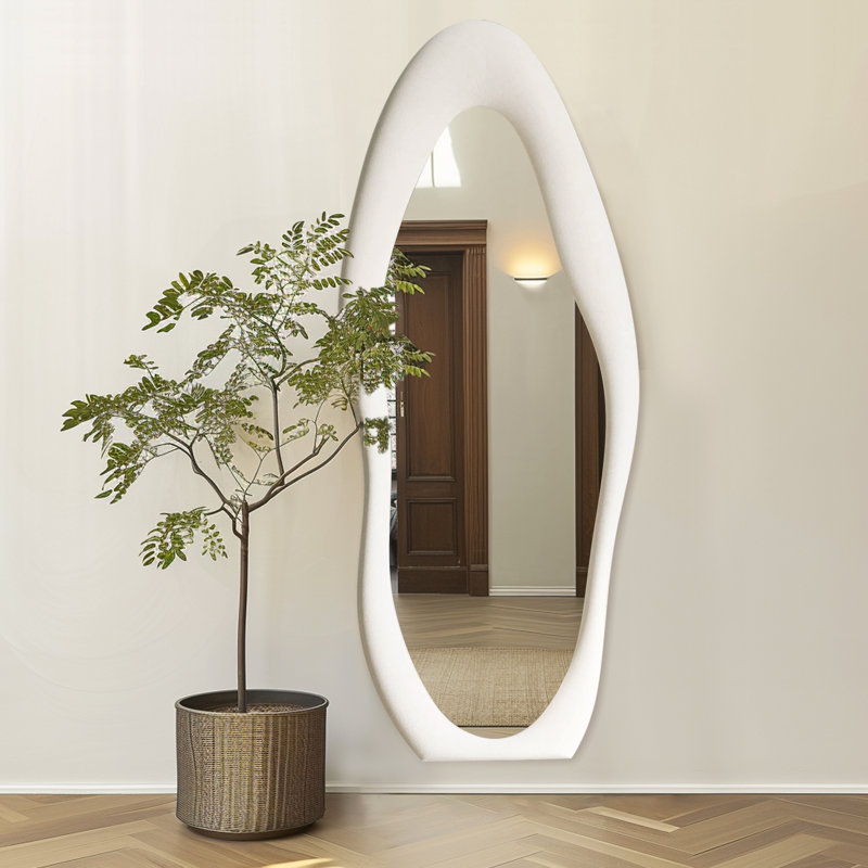 Miroir de plancher Farkhan, Blanc / Blanc, 63 po x 24 po