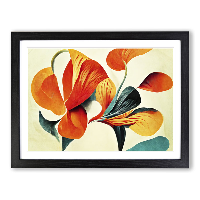 Artistic Floral Abstract Vol.7 1 Piece Single Picture Frame Wall Art, 46cm H x 64cm W x 2cm D, Black Framed