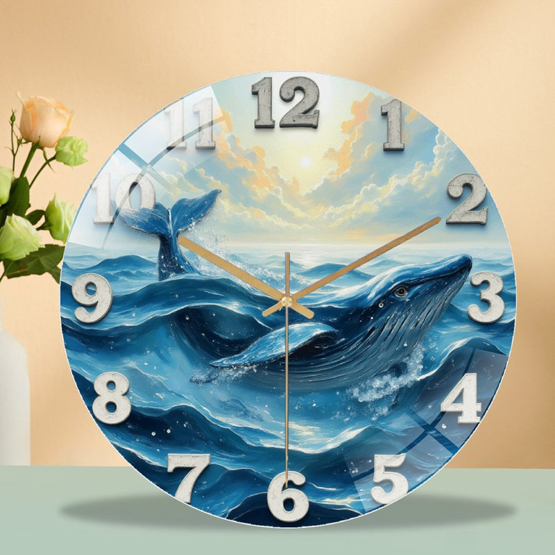 Horloge murale baleine - Horloge murale 12 po
