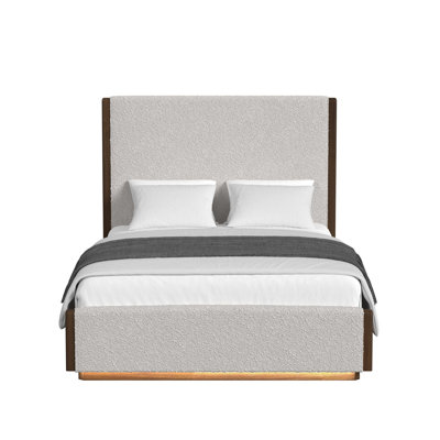 Ouida King UPH Bed With Boucle Beige And LED In Brown