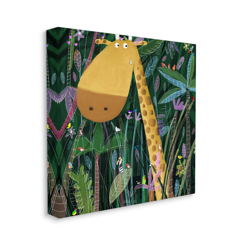 Art mural en toile à pois pour enfants, girafe, jungle, safari, brosse XXL par Carla Daly, H 36 po x l 36 po x P 1,5 po