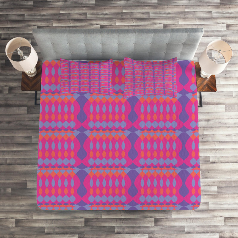 Diamond Eclectic Polyester Geometric Shapes Coverlet, King Bedspread + 2 Shams
