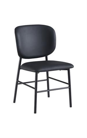 Chaise moderne en métal noir avec dossier rembourré arrondi et siège rembourré pour l'intérieur