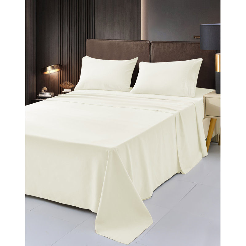 Ensemble de draps 1800 en rayonne de bambou, Très grand séparé, Ivoire
