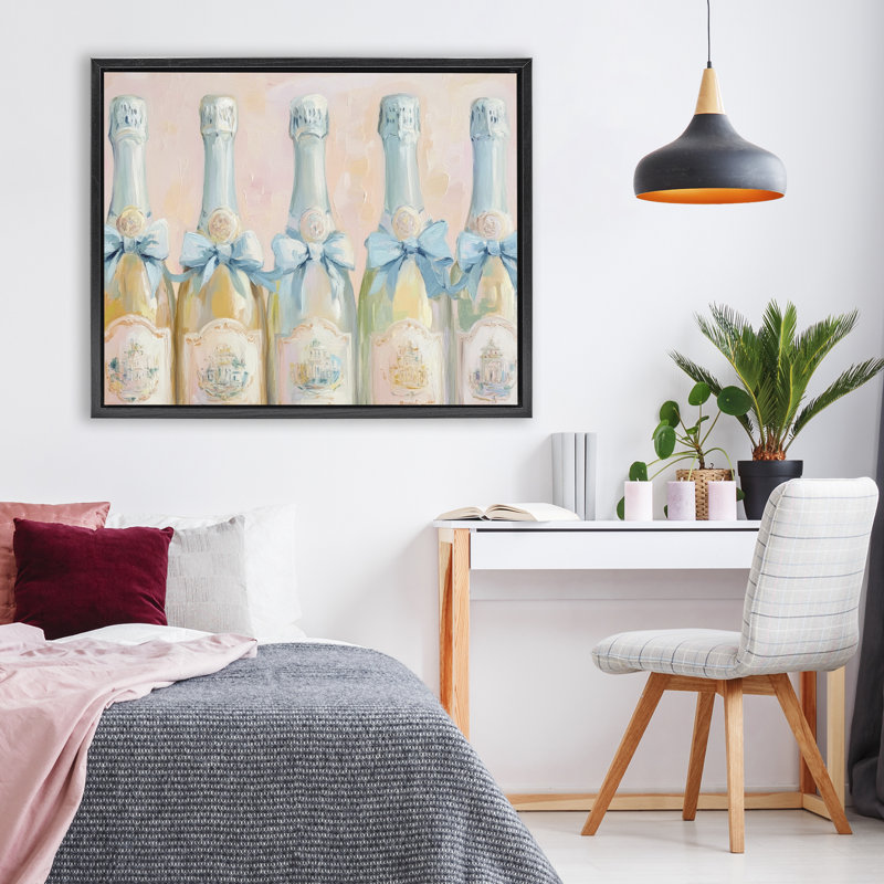 Cadre flottant champagne, design Petal Prints Design, H 25 po x l 31 po, Cadre flottant noir de jais