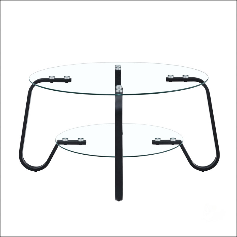 Table basse en verre trempé à double couche de style rétro minimaliste