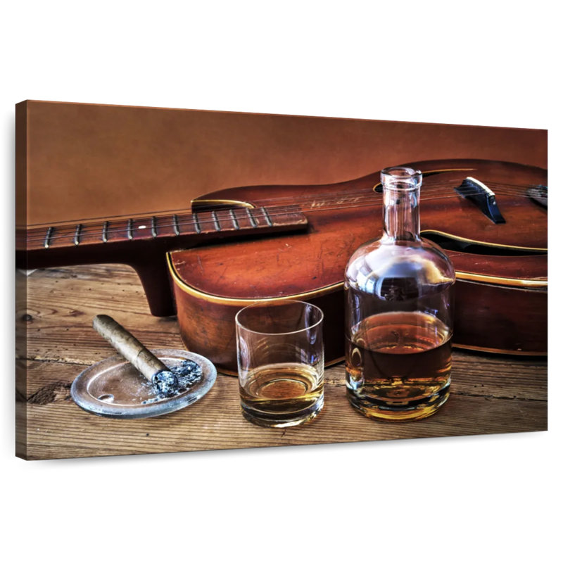 Guitare Yarlin, whisky et cigare, H 8 po x l 12 po