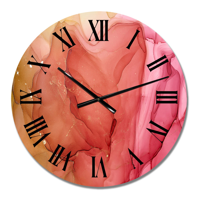 Horloge murale moderne rouge à encre liquide Art Ii, Petit