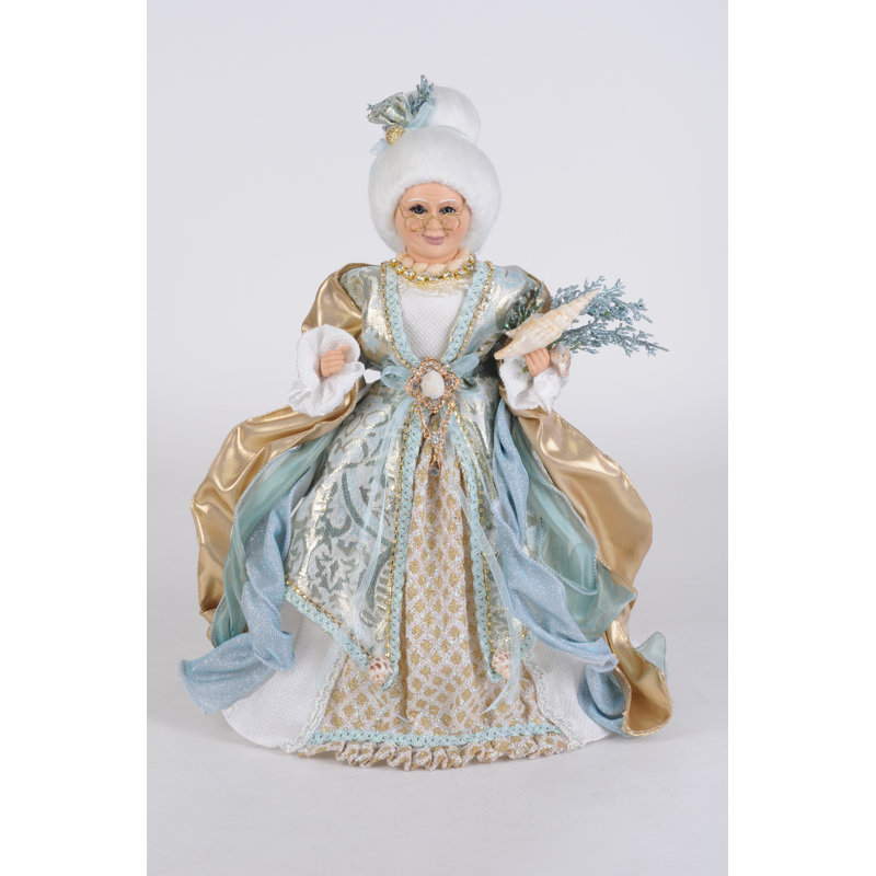 Elegant Coastal Mrs. Claus Resin Christmas Figurine