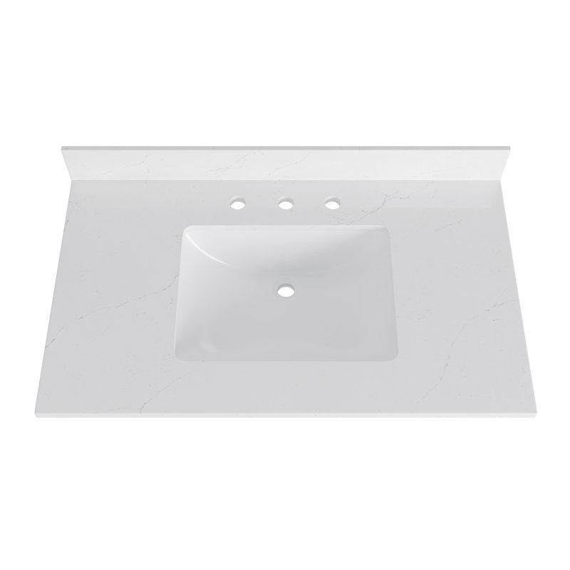 Carlsber 37" White Marble Undermount Single Sink Vanity Top