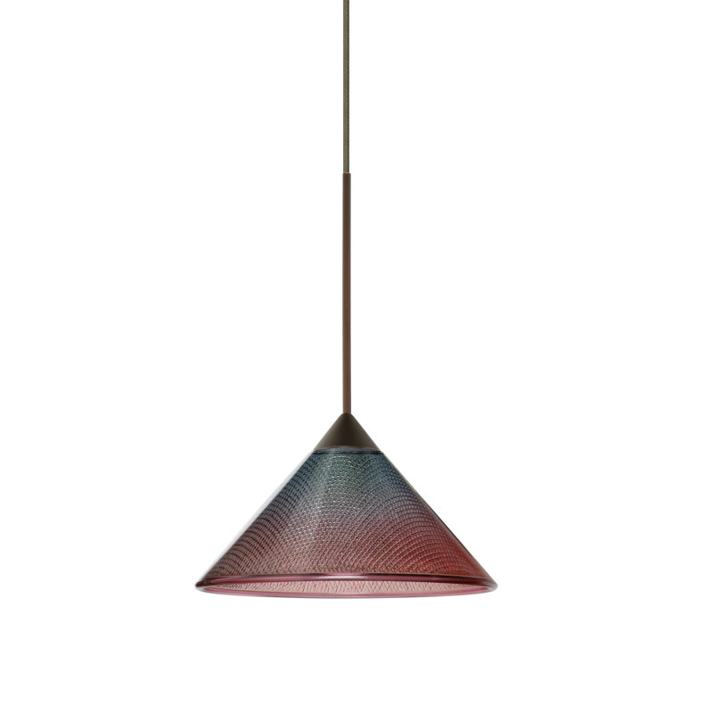 Luminaire suspendu 1 lumière à cône simple Rodrigues, Bronze, DEL, Bicolore
