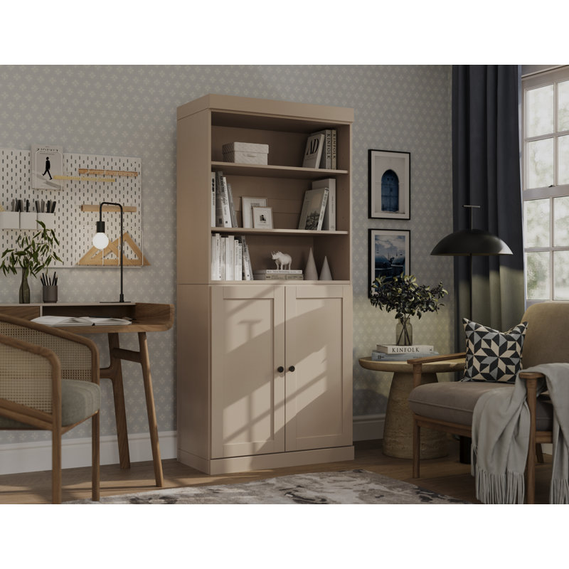 Bibliothèque à 6 tablettes en bois massif Palace Imports, Beige