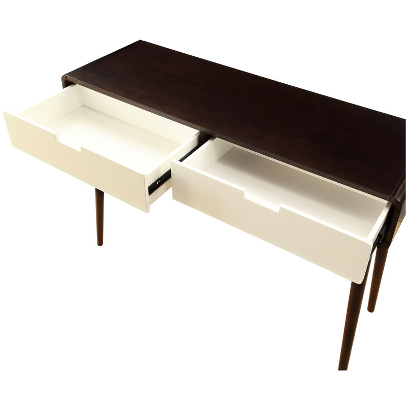 Table d'étude Mid-Century moderne et blanche avec 2 tiroirs d'armoire, pour bar