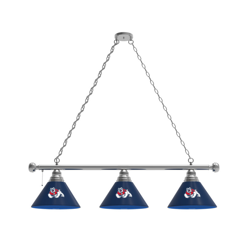 3 - Light Pool Table Lights Pendant, Chrome, Fresno State Bulldogs