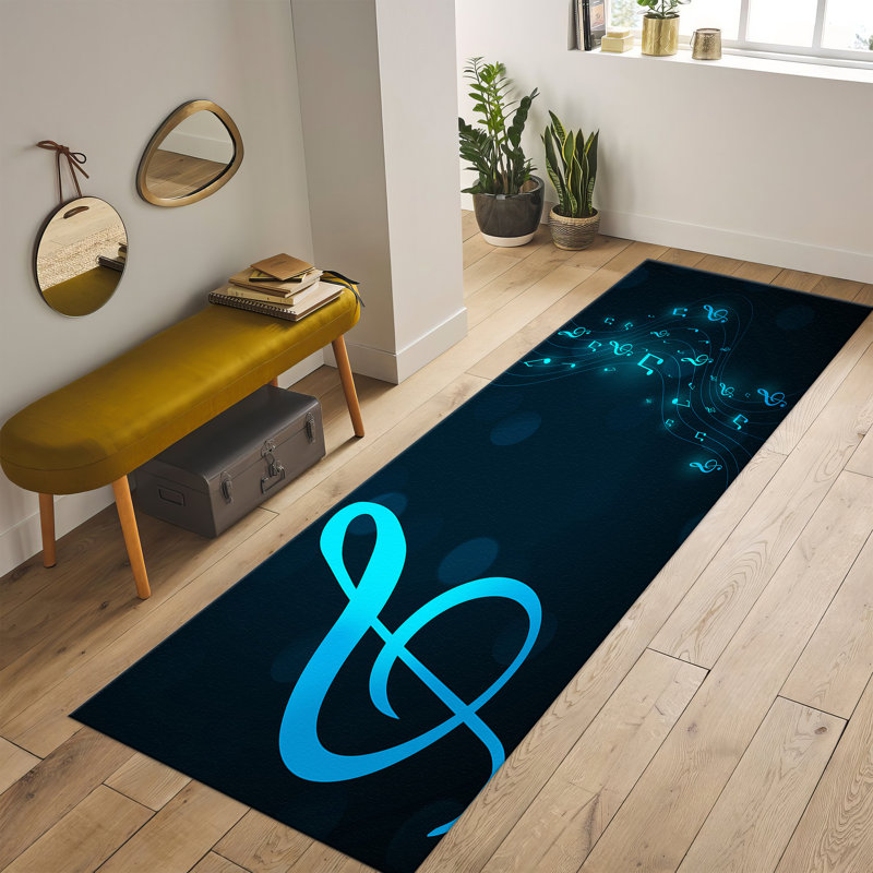 Modern Abstract Design Non-Woven Thin Type Printed Rug Featuring Vibrant Color Palette for Indoor Use, Rectangle 3'3" x 9'2"
