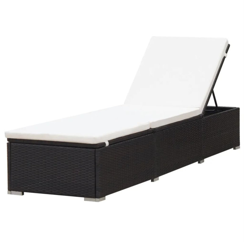 Silvestro 78" Long Single chaise with Cushions, White, Brown