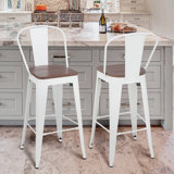 Johntell Metal Dining Chair Counter Height Chairs Stackable Barstools Wood with Removable Backrest