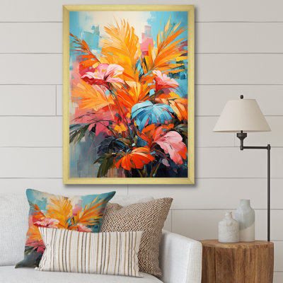 «Orange Orange Palm Trees», art mural sur toile florale