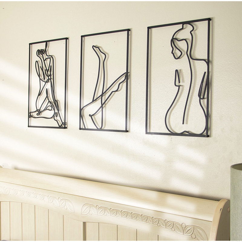 Ensemble de 3 décorations murales minimalistes en métal, Noir