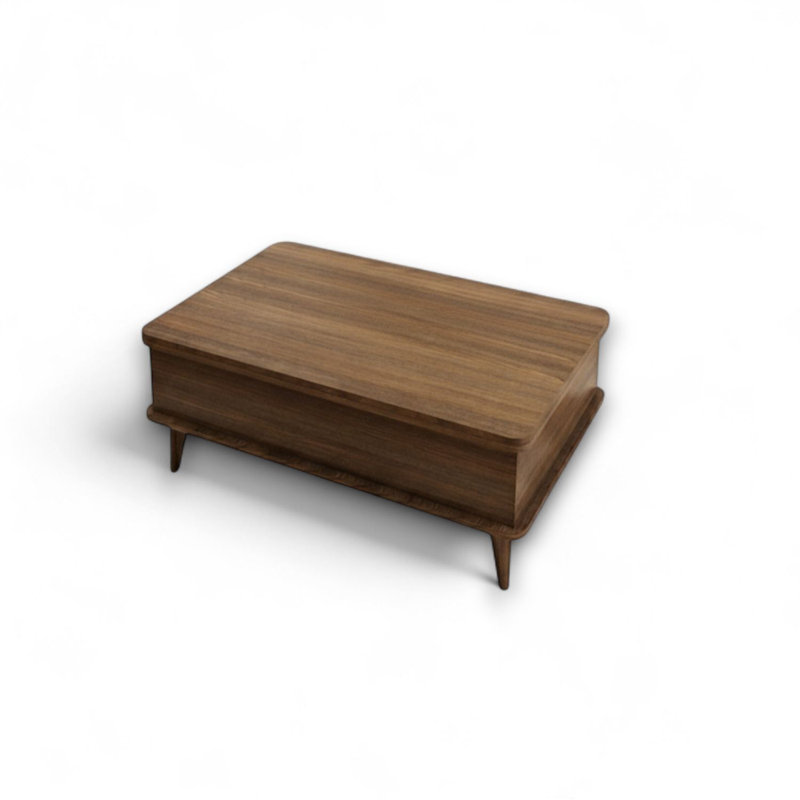 Table basse à plateau relevable avec rangement, Noyer