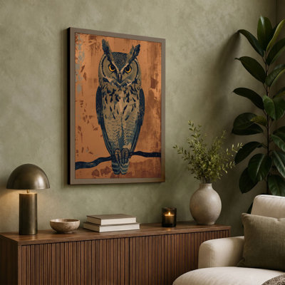 Owl on Branch Boho - Wrapped Canvas