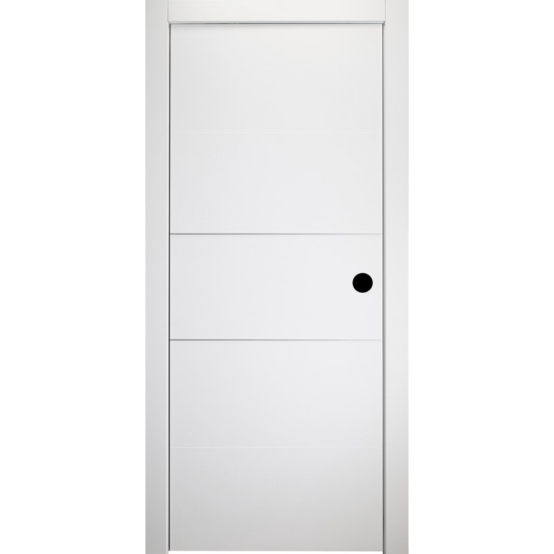 Porte pré-montée Palladio 2H noyau solide, Bianco Noble, 24 po x 80 po, Gaucher