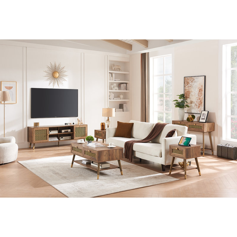 Rashia 5 - Piece Living Room Table Set, Brown