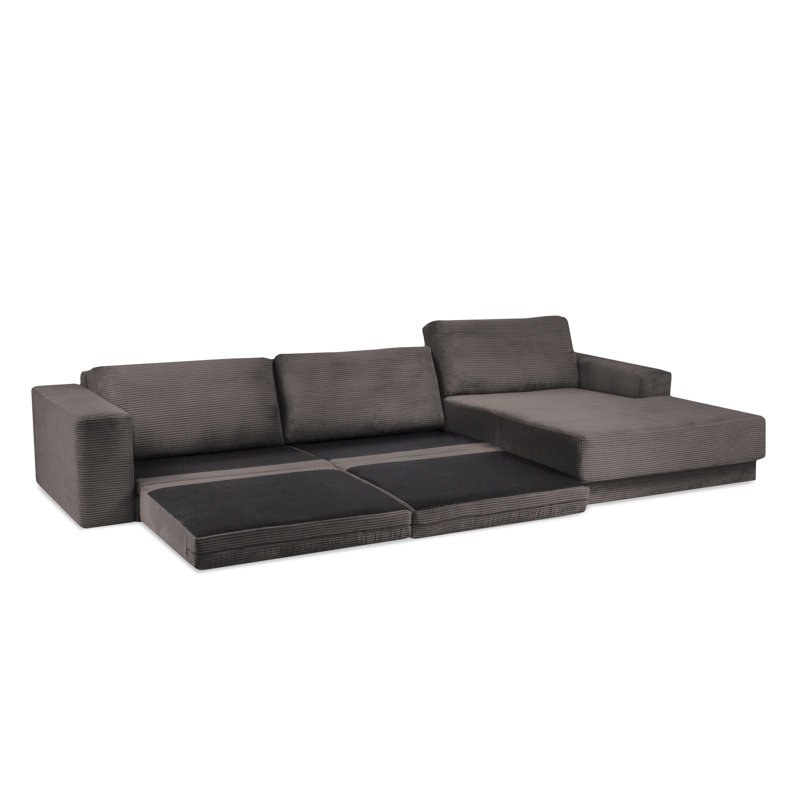Donatella 6 Seater Sofa Bed, Right Hand Facing, Brown Corduroy