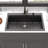 Quartz Kitchen Sink - 33X22" Black Granite Composite Workstation Drop-In Kitchen Sink-117060715