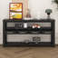 Console de 62,2 po avec 4 tiroirs et 3 tablettes de rangement à 3 niveaux, table d'appoint moderne en bois-1673206080