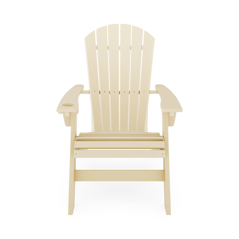 Chaise Adirondack - Bois d'œuvre robuste en polyéthylène haute densité pour la piscine (à l'exception de la table), Beige