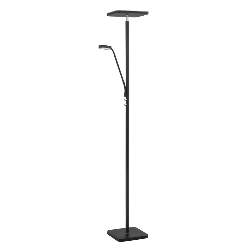 Torchère Aquirre noir et nickel satiné, Noir, Noir