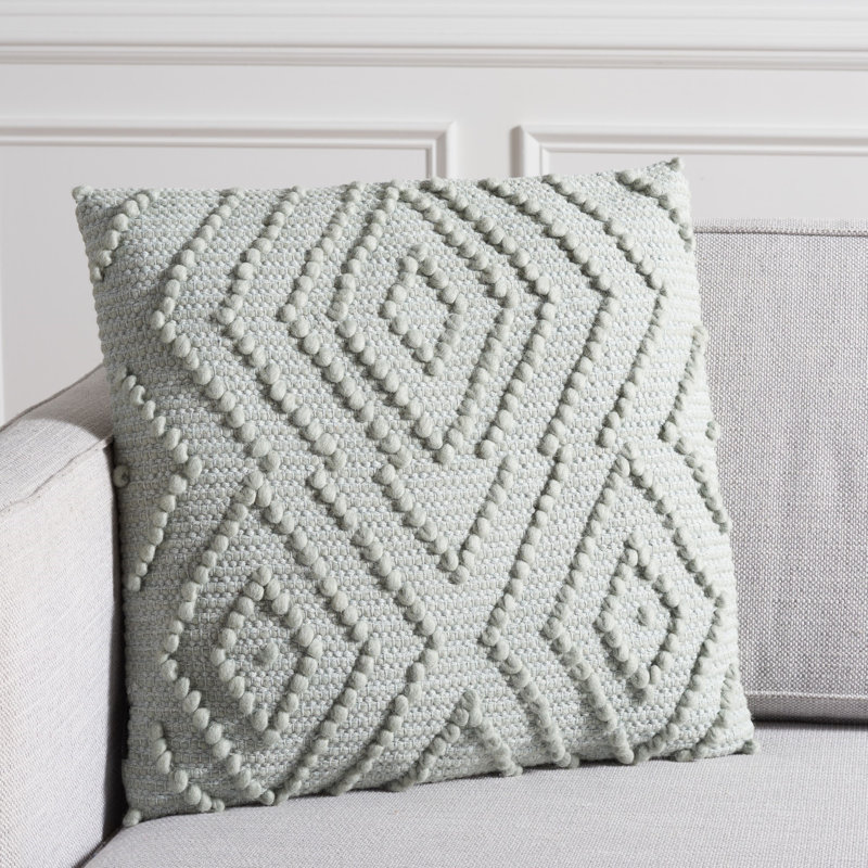 Seafoam Geometric Knit Square Throw Pillow