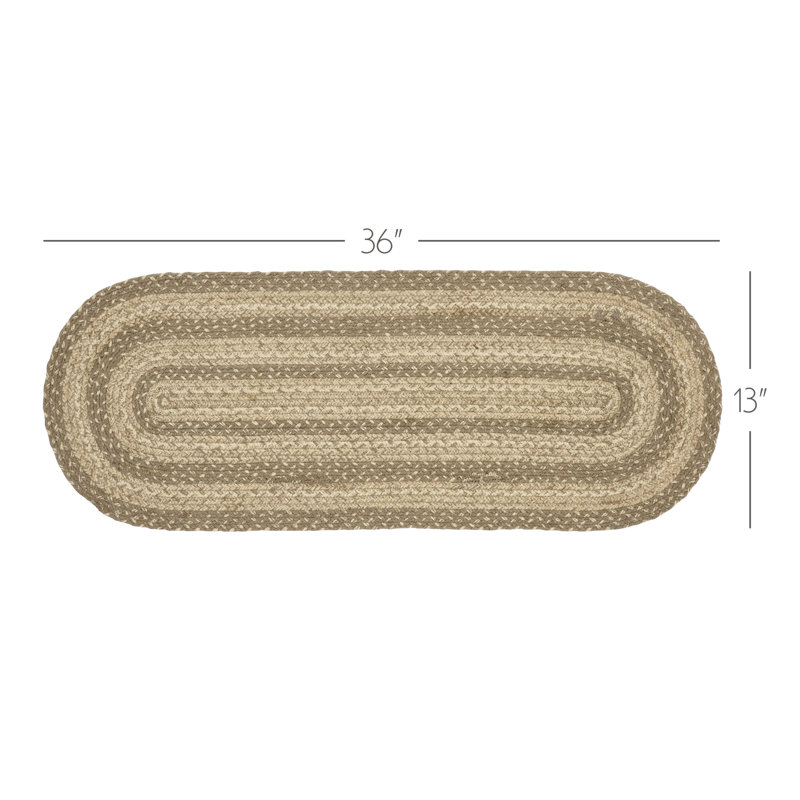 Birtwhistle Geometric Oval Table Runner, Khaki/Gray Taupe/Cream