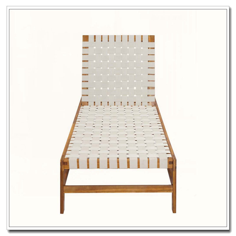 Outdoor Rope Chaise Lounge, Teak,White