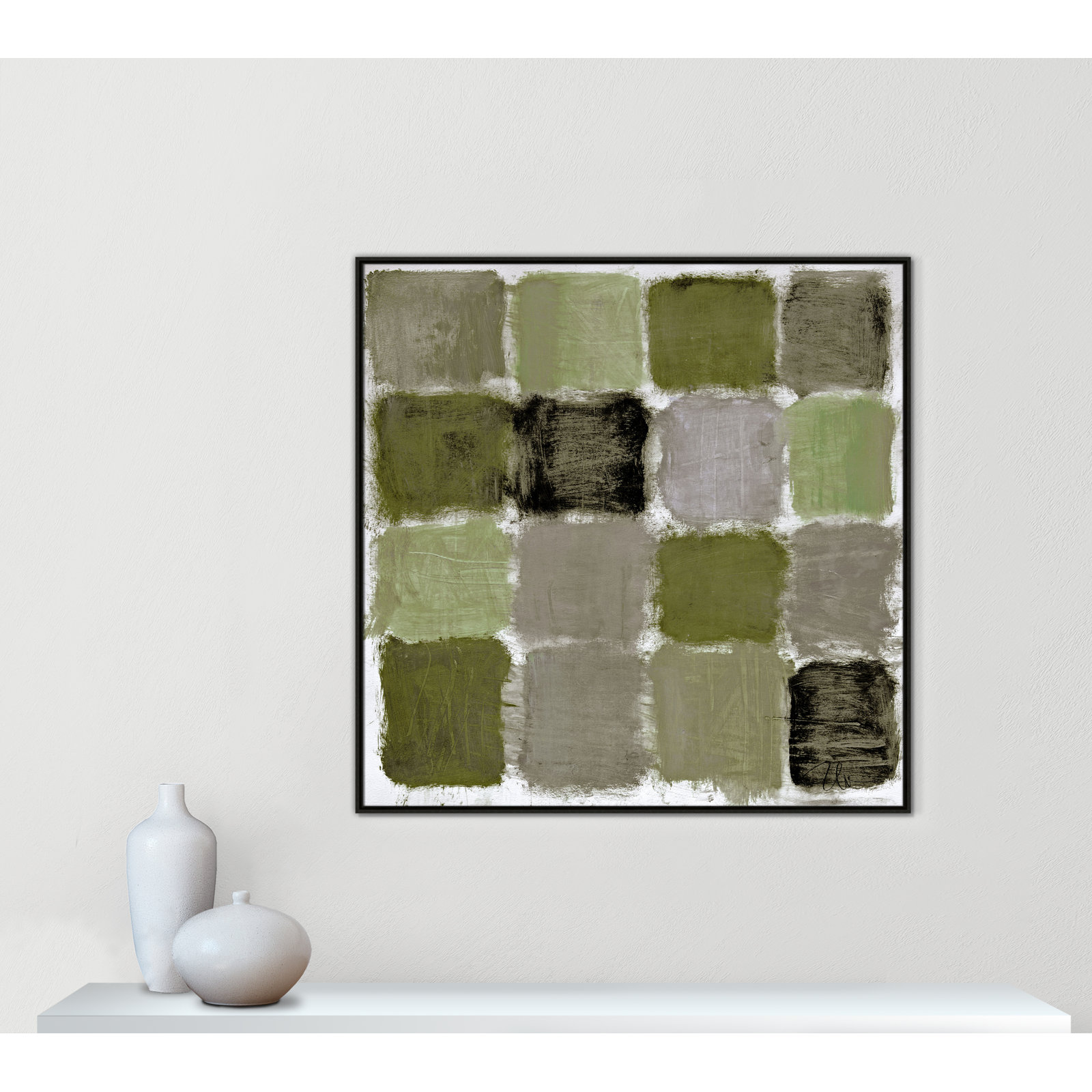 Coppola "Powder Room Green Reflections" Print, Espresso, 46.5" H x 46.5" W