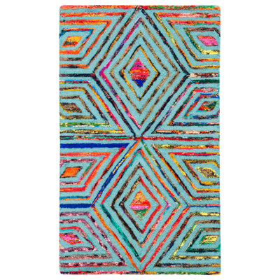 Tapis Abstrait Touffeté À La Main Laine Et Coton Nantucket in Blue