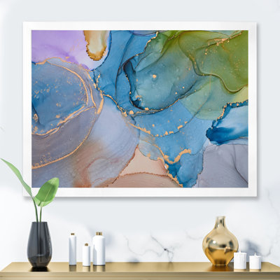 " Green And Blue Tender Liquid Art II " Painting Print