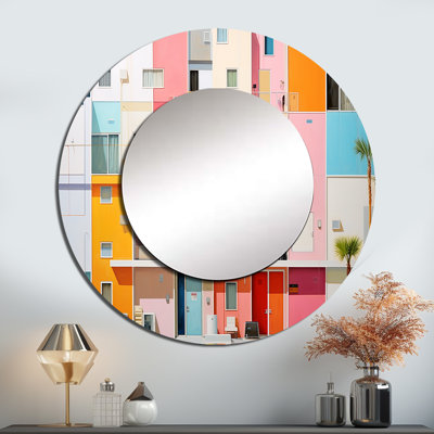 Minimalisme hôtels Lodges I - grand miroir d'hôtel, décor de miroir mural rond traditionnel traditionnel, impression d'art en métal