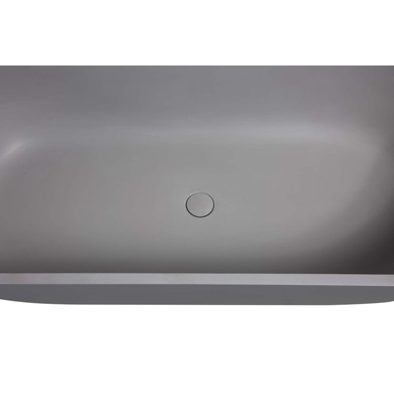 63" Luxury Engineered Solid Surface Bathtub With Overflow And Pop-Up Drain