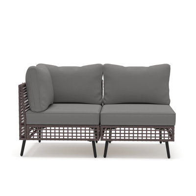 L-shaped Metal Patio Sectional With Cushions by Bay Isle Home